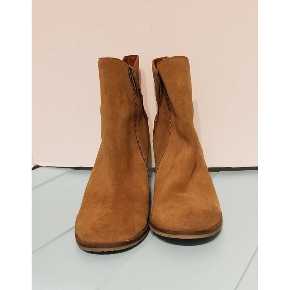 MIA Heritage Genessa Bark Chestnut Brown Suede Strappy Stacked Heel Booties 8.5 - Picture 5 of 9